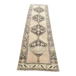 1960s Vintage Persian, Geometric Pattern, Earthy Color Runner Rug For Sale