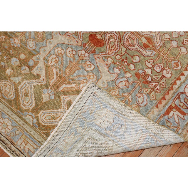 Early 20th Century Wide Antique Zabihi Collection Persian Green Persian Runner - 4' x 11'2" For Sale - Image 5 of 12