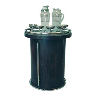 Art Deco Era Cylindrical Faux Wood Finish Bar For Sale