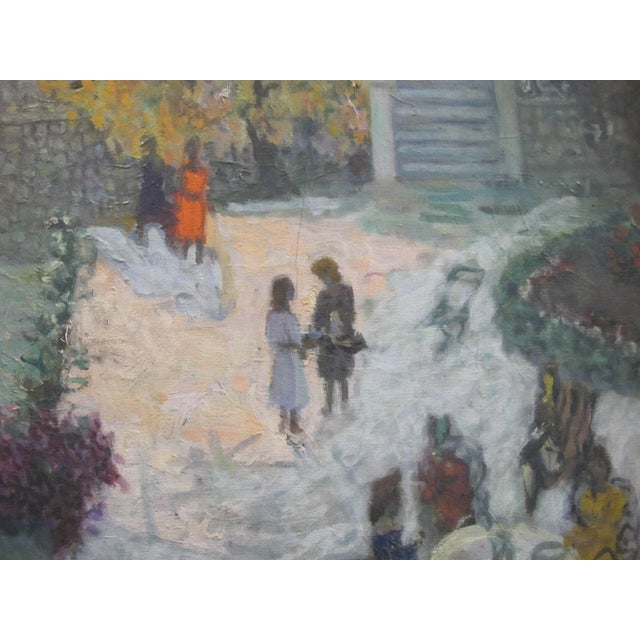 Early 20th Century Francis Smith Gilt Framed Figural Garden Signed Oil Painting Jardin For Sale - Image 5 of 10