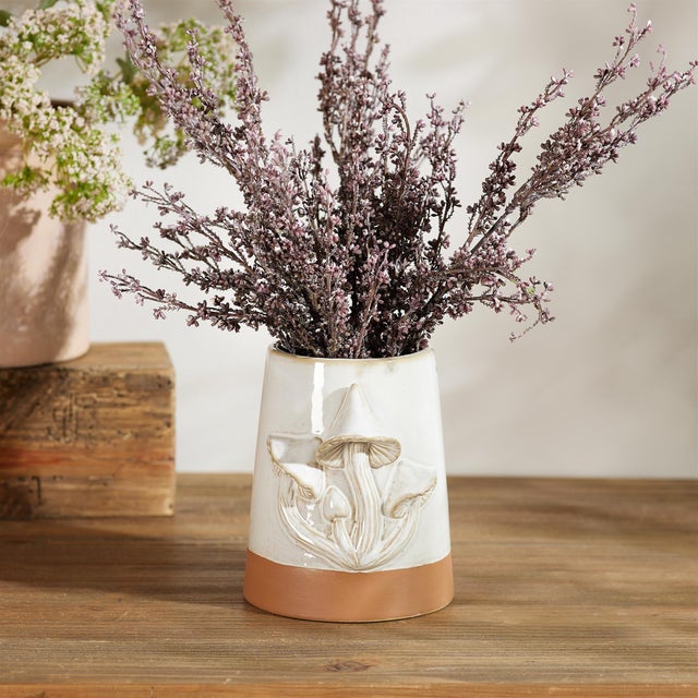 Kenneth Ludwig Chicago Tapered Porecelain Planter with Mushrooms (Set of 2) For Sale - Image 4 of 5