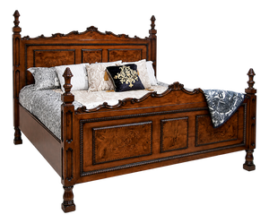 Handcrafted Italian Solid Walnut Panel King Bed