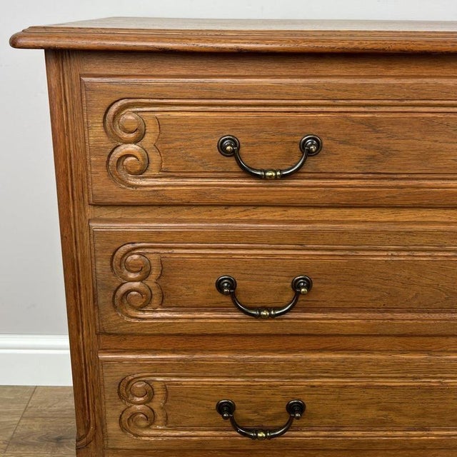 Vintage French Louis Style Oak Chest of 3 Drawers For Sale - Image 5 of 15