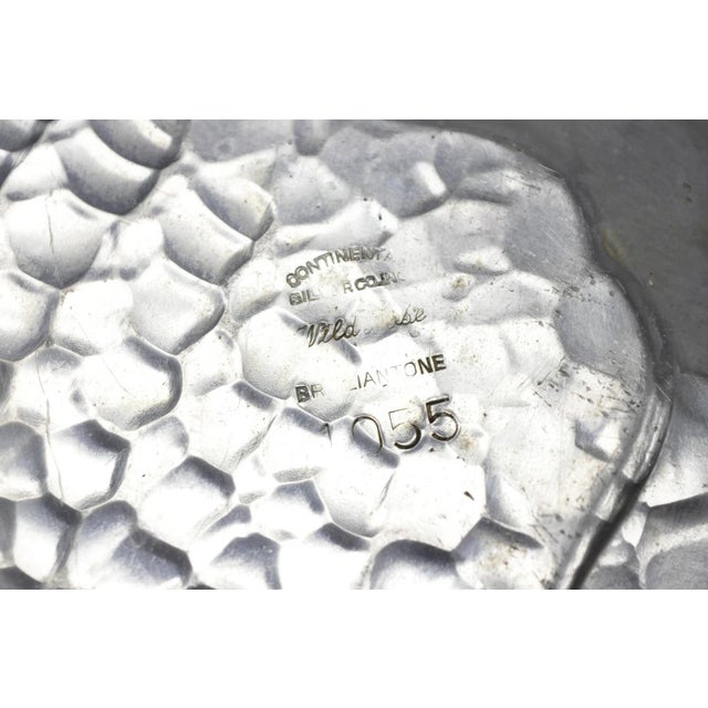 Vintage Victorian Continental Silver Co "Wild Rose" 1055 Hammered Aluminum Tray For Sale - Image 12 of 13