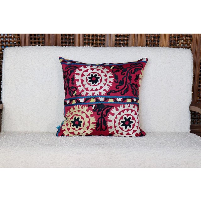 Pillow Made with Antique Suzani For Sale - Image 4 of 6