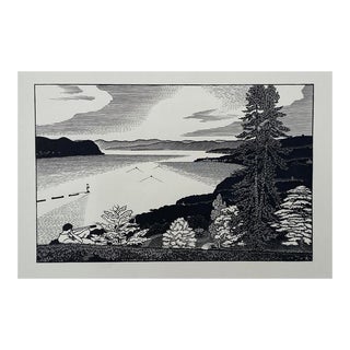 Rudolph Ruzicka Summer Day Landscape Wood Engraving For Sale