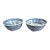 Vintage Pair of Blue & White Porcelain Floral Japanese Asian Serving Rice Bowls, Marked For Sale