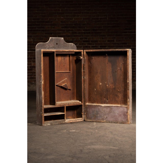 Antique Wooden Swing-Open Tool Cabinet For Sale - Image 4 of 8