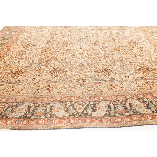 Green Fine Antique Persian Tabriz Botanic Design Handmade Wool Rug For Sale - Image 8 of 8
