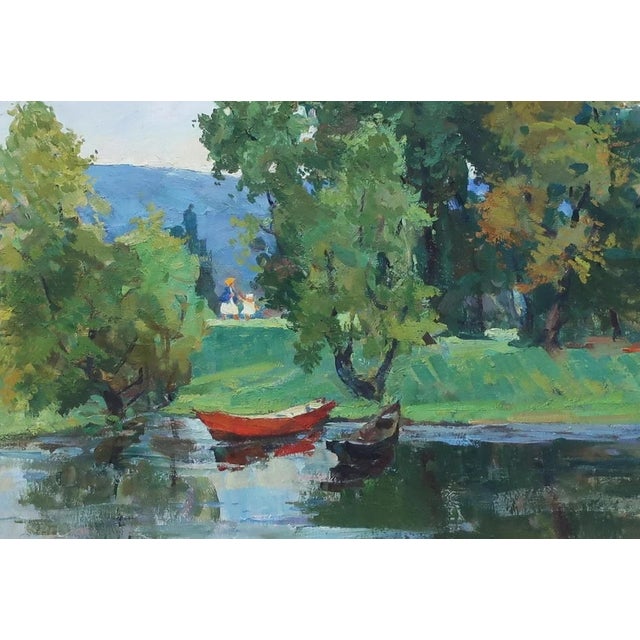 1970s Impressionism Oil Painting: Rural Summer Landscape For Sale - Image 6 of 6