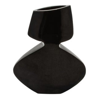 Modern Sculptural Vase in Black Shell by R&y Augousti For Sale