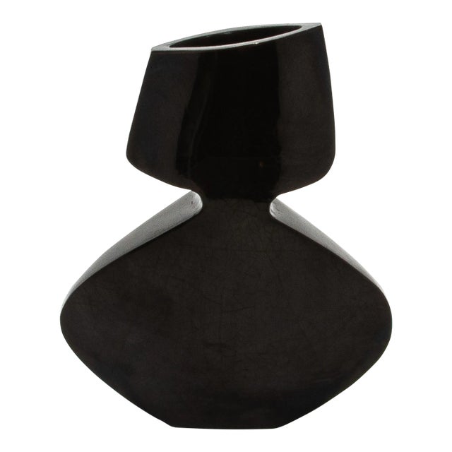 Modern Sculptural Vase in Black Shell by R&y Augousti For Sale