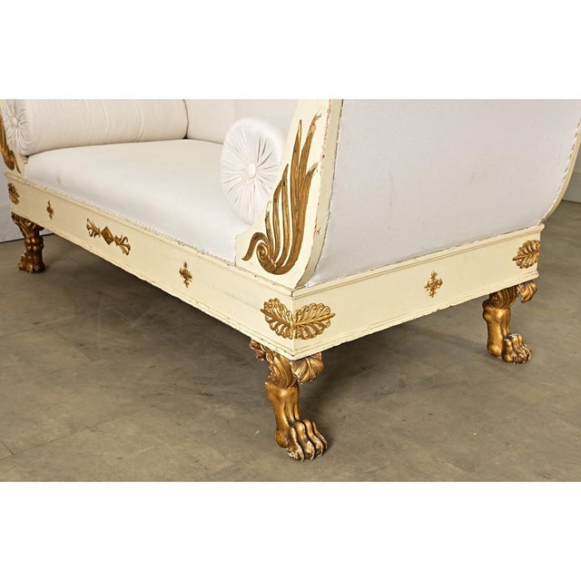 Swedish Empire Circa 1820 Painted Parcel Gilt Settee For Sale - Image 11 of 12