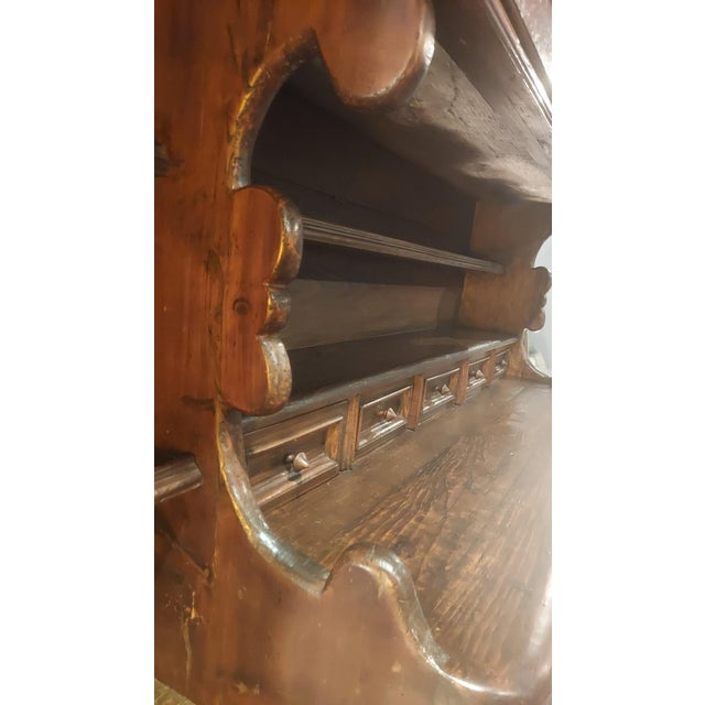 18th-Century Swiss Alpine Two-Piece Oak Hutch — Hand-Crafted by Artisan Farmers, Winter Workshop Piece For Sale - Image 10 of 16