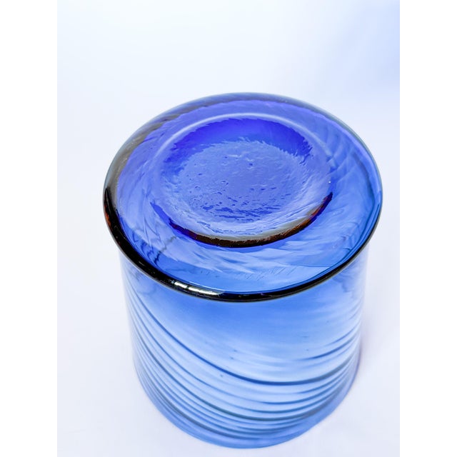 Vintage Mexican Large Cobalt Optic Blown Glass Champagne Cooler Ice Bucket For Sale In Dallas - Image 6 of 7