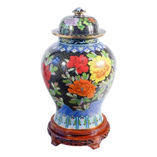 Large Cloisonné Enamel Vase with Lid, China For Sale