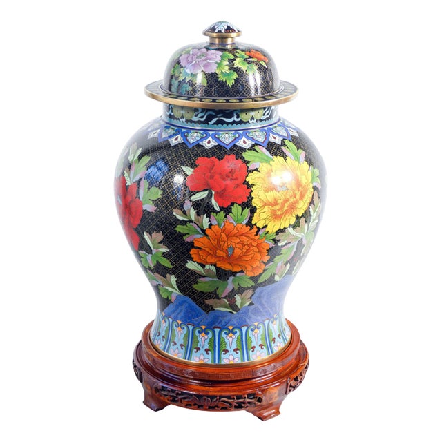 Large Cloisonné Enamel Vase with Lid, China For Sale