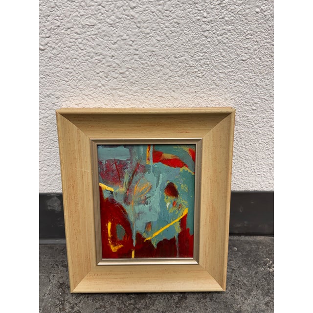 Teal Acrylic Abstract Framed Painting For Sale - Image 8 of 12