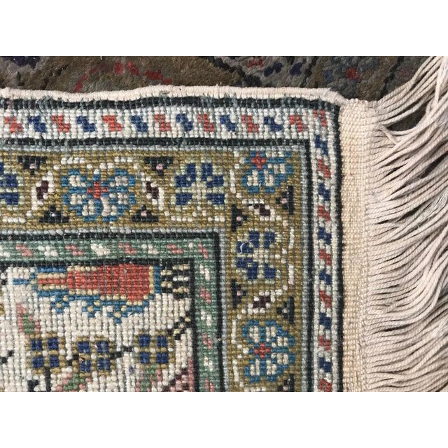 Blue Vintage Silk Turkish Kayseri Rug, 1960s For Sale - Image 8 of 9