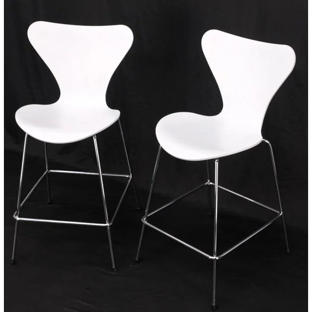 Metal Pair of Fritz Hansen Ant Seats High Bar Stools Chairs For Sale - Image 7 of 13
