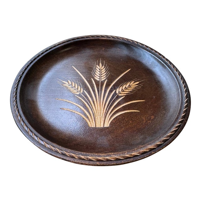 1970s Wooden Music Box Tray With Wheat Details For Sale