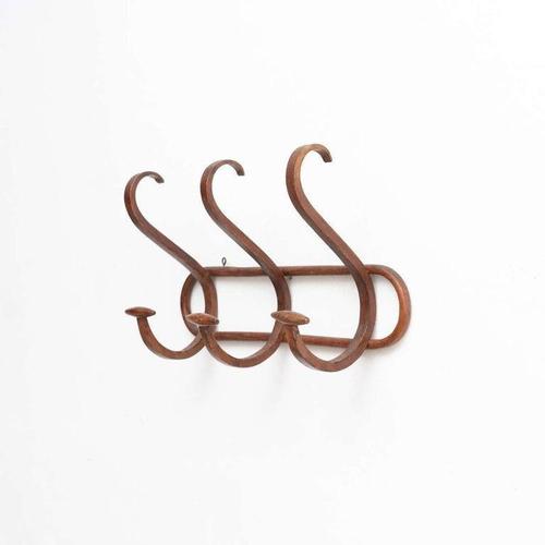 Traditional Spanish antique wooden coat hanger. Manufactured in Spain circa 1950 by unknown manufacturer. In good original...