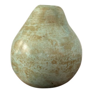 Vintage Verdigris Patinated Metal Pear Sculpture For Sale