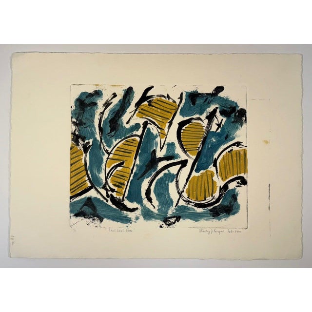 Artist: Stanley J. Krupa Title: "Sailboat race" Year: 1990 Medium: Monoprint Stanley J. Krupa was a well-known Mohawk...