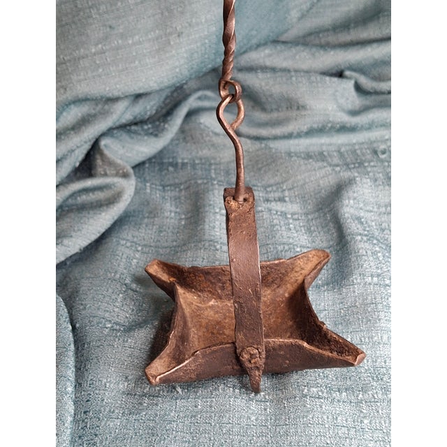 Rare 18th C Wrought Iron 4-Wick Fat Lamp Primitive Star Crusie Lighting Antique For Sale - Image 17 of 18