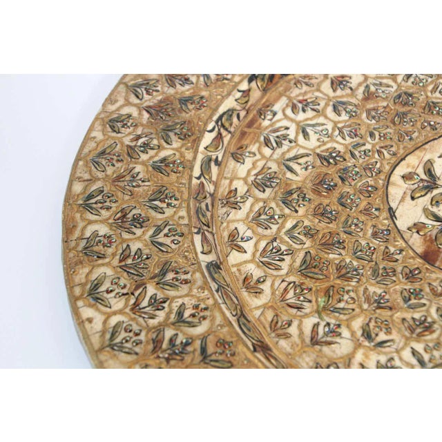 1950s Indian Mughal Style Overlaid and Hand Painted Metal Platter 1950 For Sale - Image 5 of 13