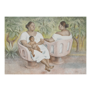 Yucatecas en La Parque, Signed Latin American Folk Art Lithograph by Francisco Zuniga