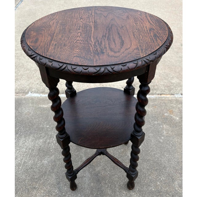 Vintage English Barley Twist Two Tier Drink Table For Sale - Image 4 of 7