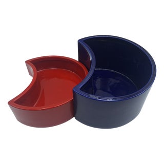 Vintage V-Bol Vases in Glazed Clay by Zaven for Zanotta, 1990s, Set of 2 For Sale