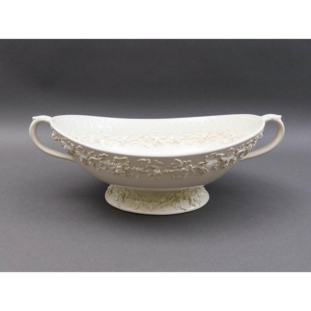 Wedgewood Embossed Queensware England Cream On Cream Large Centerpiece Bowl With Handles. Measures approximately 17" long,...