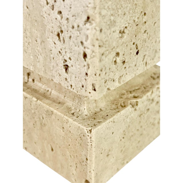 Sand Set of 2 Vintage Mod Century Modern Travertine Marble Obelisks For Sale - Image 8 of 12