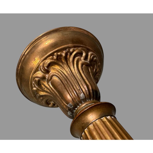 Antique Victorian Gilt Metal Astral Solar Lamp Frosted Grape Etched Shade With Prisms For Sale - Image 6 of 11