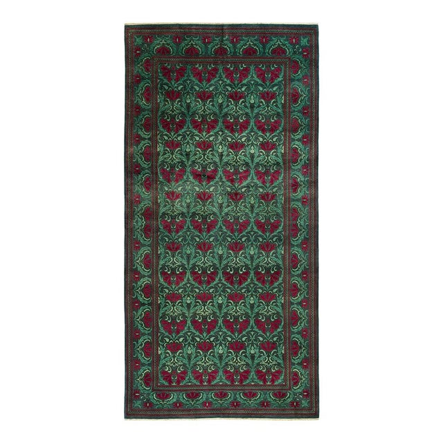 Eclectic Collection Hand-Knotted Area Rug - Green 8' 1" x 16' 1" For Sale - Image 4 of 4
