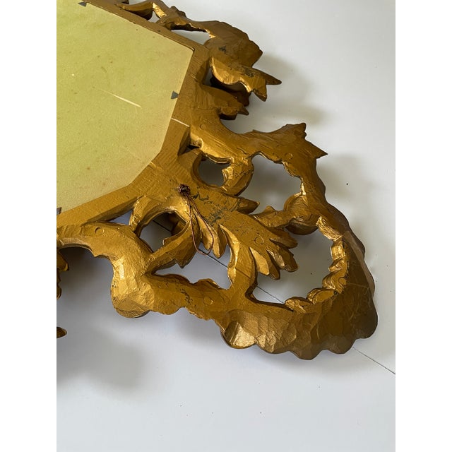 Gold Pair of Vintage Italian Carved Gilt Wood Mirrors For Sale - Image 8 of 9