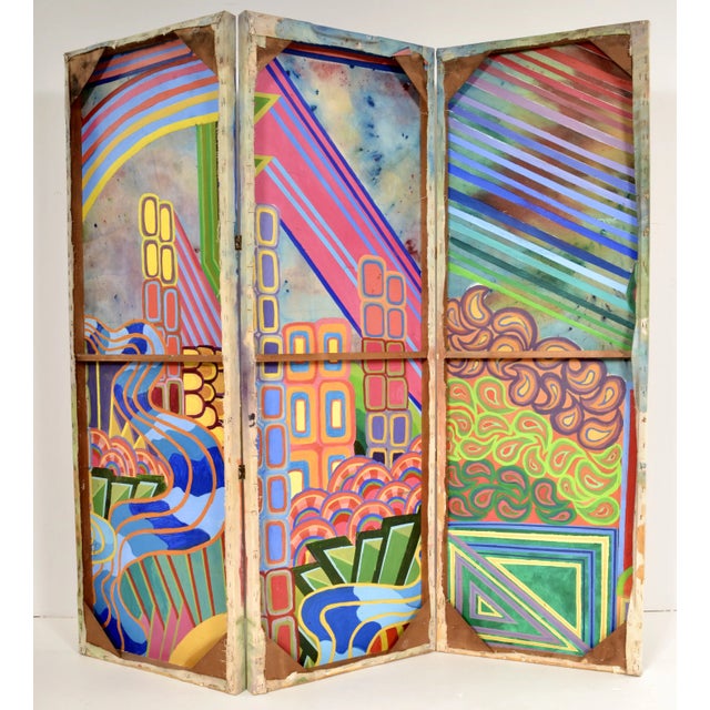 Op Art 3-Panel Screen C 1960s For Sale - Image 11 of 12