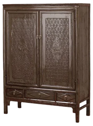 Patterned Gray Lacquer Cabinet