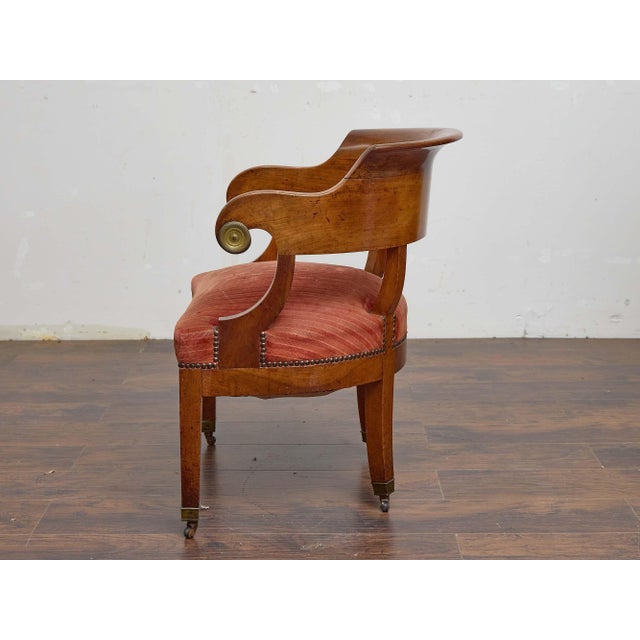 Biedermeier Walnut Tub Chair With Curved Crest Rail, 19th Century For Sale - Image 4 of 9