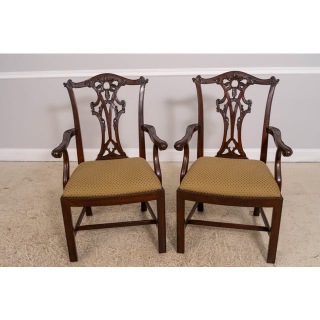 Set of 8 Henredon Chippendale Mahogany Dining Room Chairs For Sale - Image 9 of 16