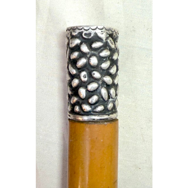 Traditional Antique 19th Century RFS & Co. Sterling Silver Malacca Wood Walking Stick Cane For Sale - Image 3 of 12