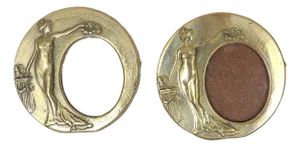 Pair of Brass Photo Frames for Miniature Portraits Victorian Art Nouveau