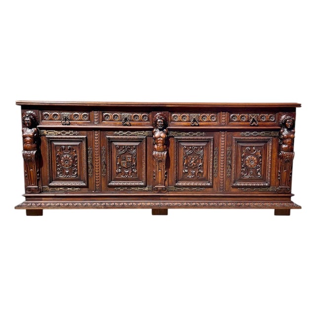 Renaissance Style Oak Dining Room, Set of 11 For Sale