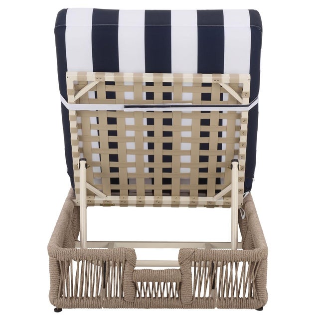Gillian Chaise Lounge, Heather Tan/Navy Stripe For Sale - Image 12 of 12