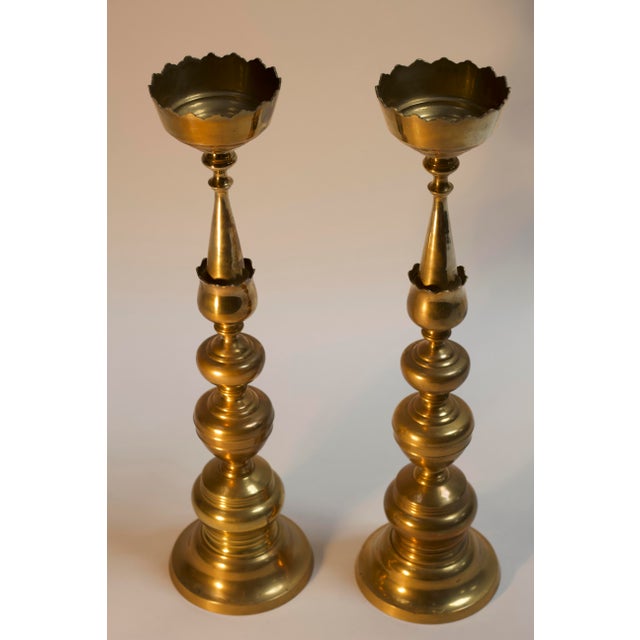 Extra-large Brass candelabra for a major statement. Perfect for oversize mantels or dramatic dining tables. Generously...