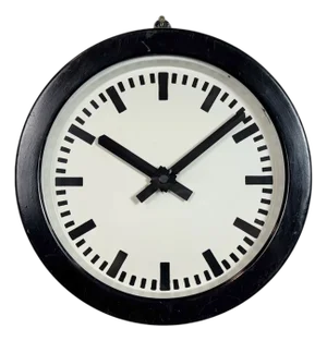 Industrial German Black Factory Wall Clock, 1950s