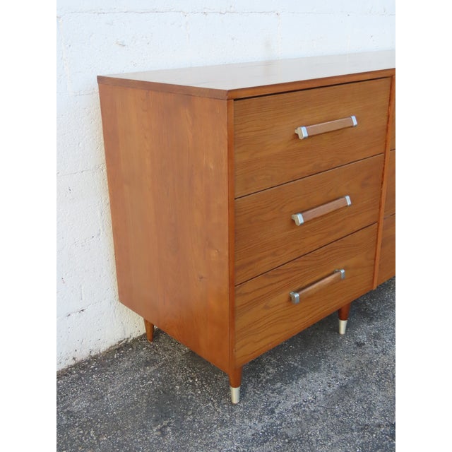 Wood Mid Century Modern Royal Palm Solid Oak Long Low Dresser 5882 For Sale - Image 7 of 18