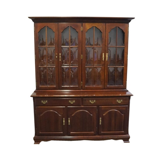 Traditional Cresent Furniture Solid Cherry Traditional Style 60" Buffet W. Lighted Display China Cabinet 724-87 For Sale - Image 3 of 16